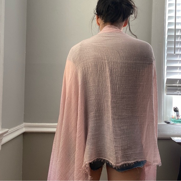 made in Florence Italy muted pale pink multi use wrap scarf shawl 100% cotton - Picture 5 of 15